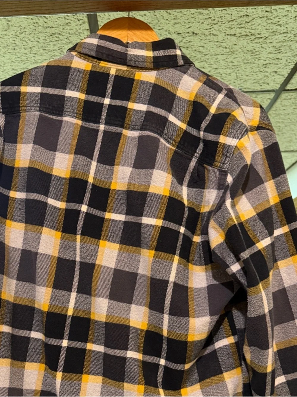 North Face Men's Black & Yellow Plaid Flannel Shirt